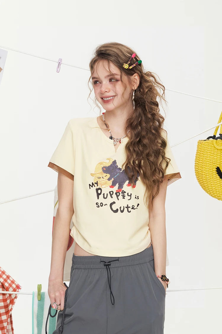 VILZSTUDIOS Cute Cat Print Slim Fit T-Shirt
