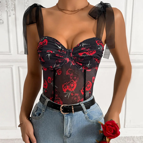 Sleeveless Lace-Up Bodysuit Sexy Lingerie