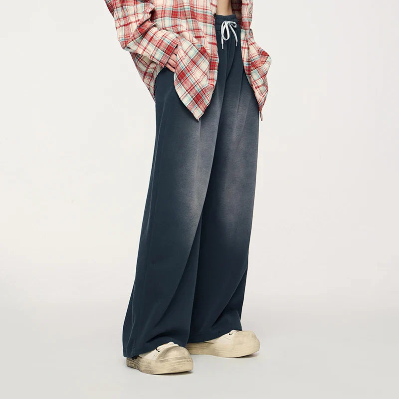 VILZSTUDIOS Washed Straight Wide Leg Casual Pants