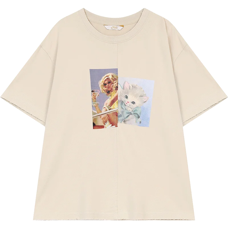 VILZSTUDIOS Retro Printed Loose Casual T-Shirt