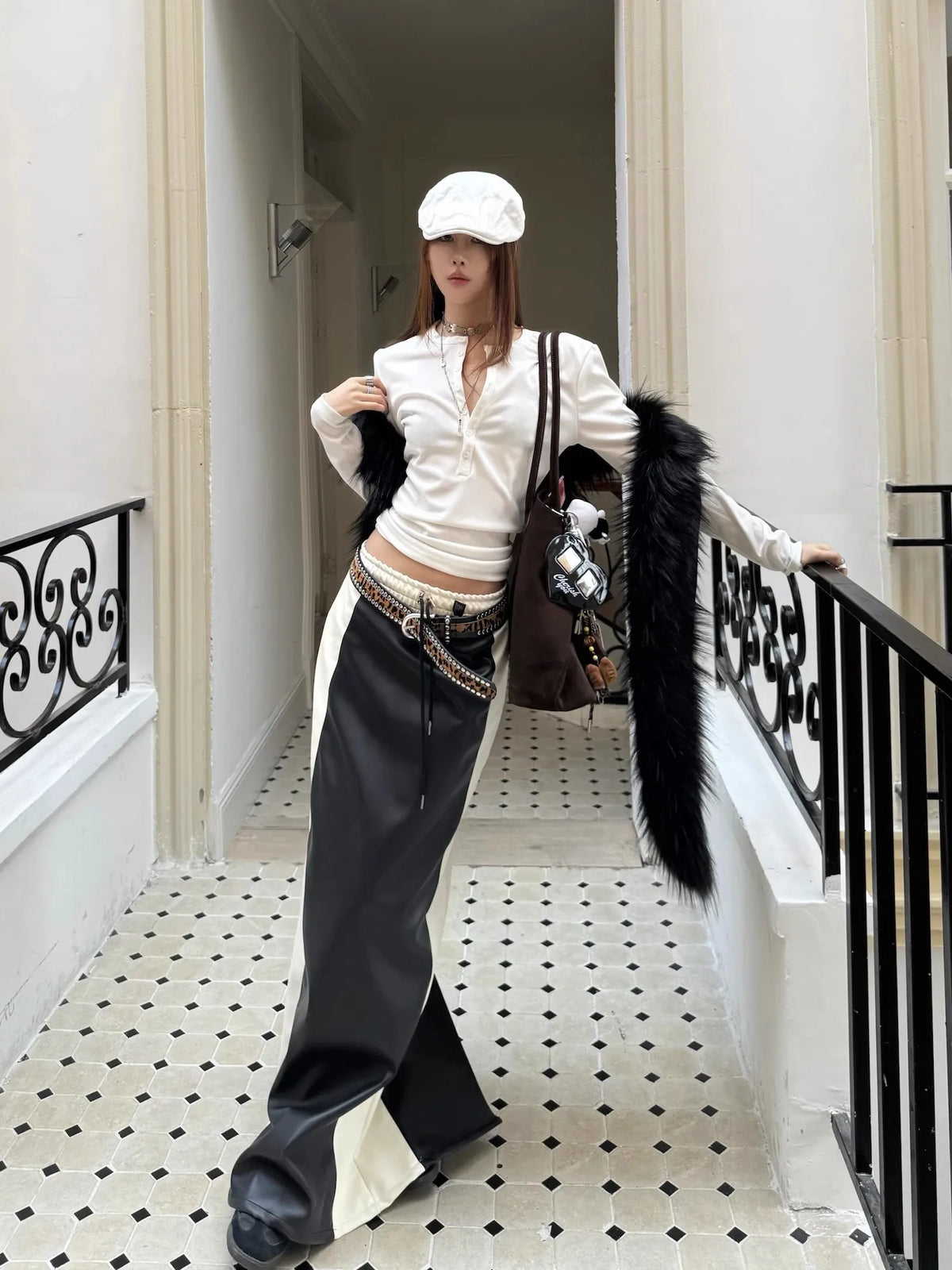 VILZSTUDIOS Lautaro Spring Patchwork Leather Maxi Skirt