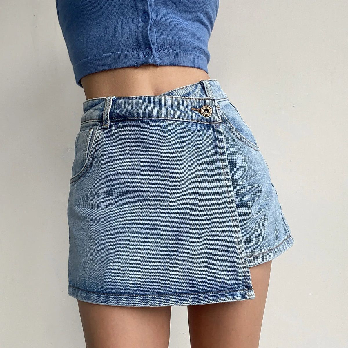 VILZSTUDIOS Vintage High Waisted A-Line Denim Skirts