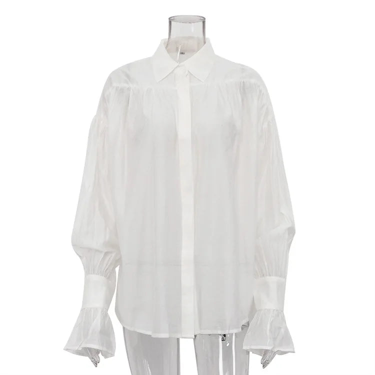 VILZSTUDIOS Versatile Fashionable Collared Flare Blouse
