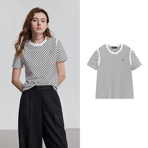 VILZSTUDIOS Striped Short Sleeve Casual T-Shirt