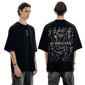 VILZSTUDIOS Oversized Graphic Print Cotton Goth T-shirt