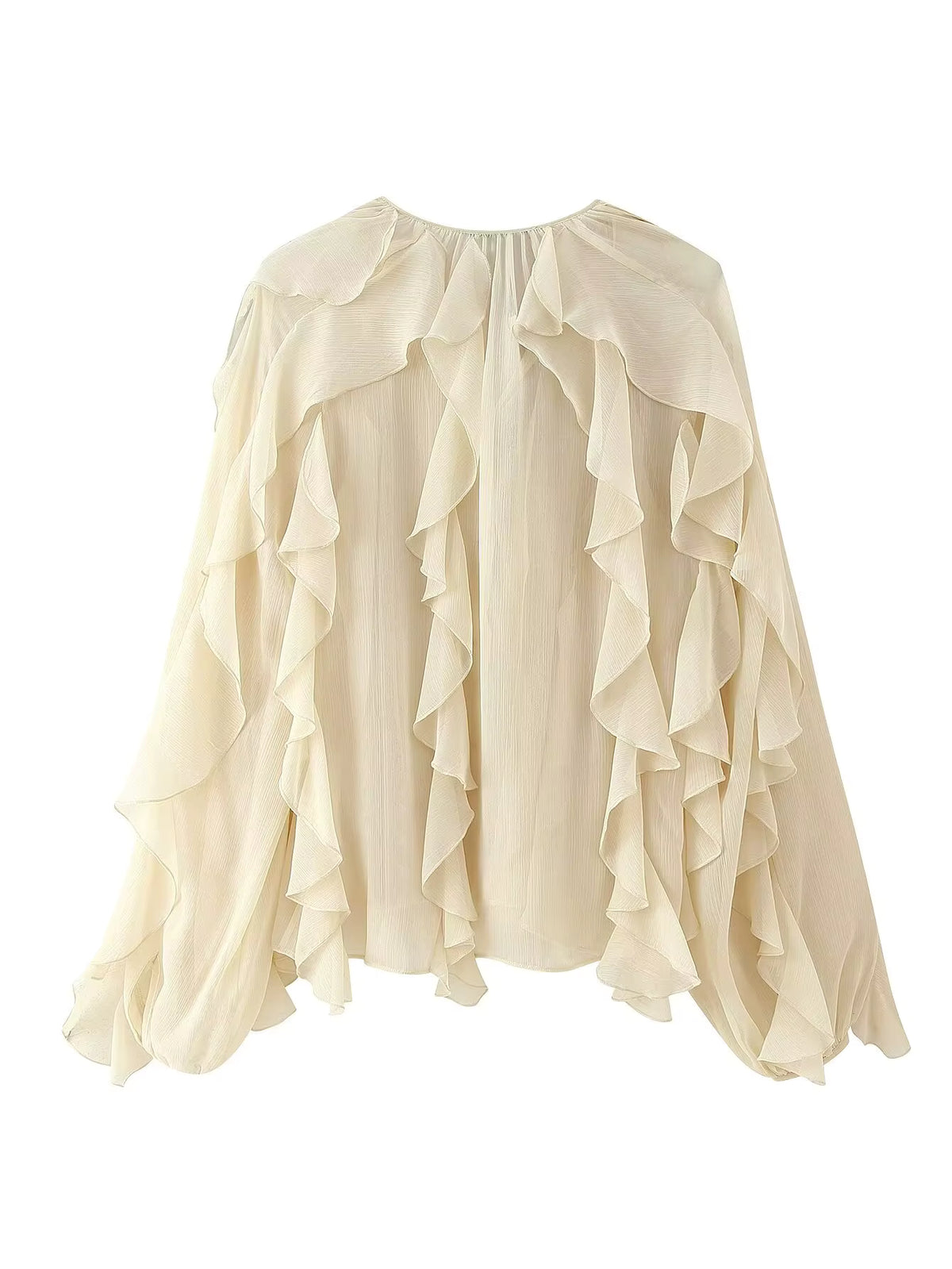 VILZSTUDIOS Yenkye Semi Sheer Ruffle Blouse