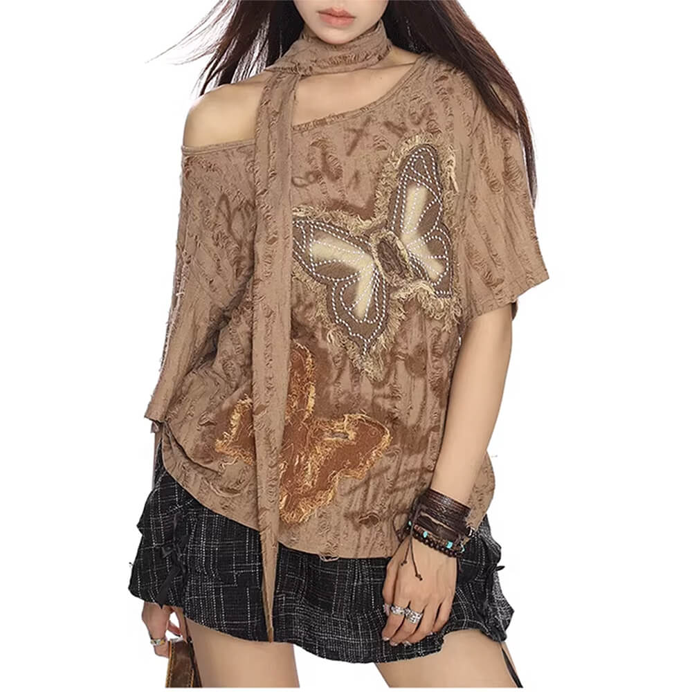 VILZSTUDIOS Y2K butterfly patch tee from VILZSTUDIOS