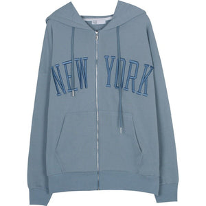 VILZSTUDIOS 90s aesthetic zip-up hoodie with embroidery