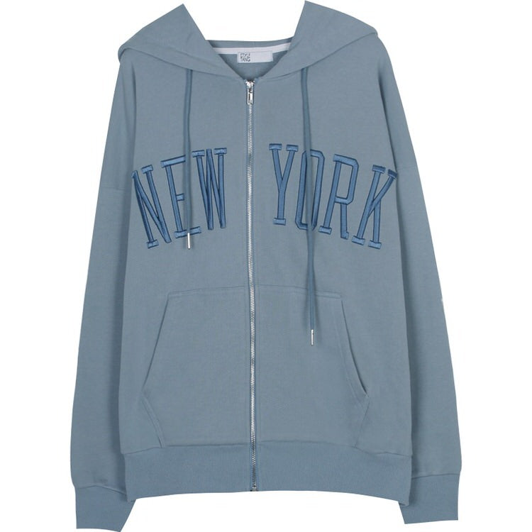 VILZSTUDIOS 90s aesthetic zip-up hoodie with embroidery