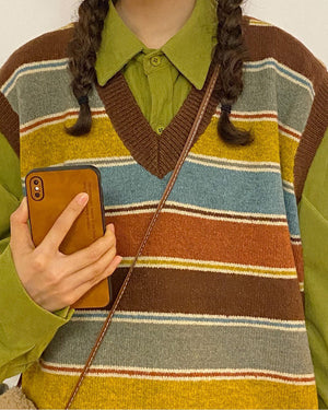VILZSTUDIOS Striped knit vest from VILZSTUDIOS suitable for layering