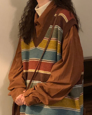 VILZSTUDIOS Striped knit vest from VILZSTUDIOS suitable for layering