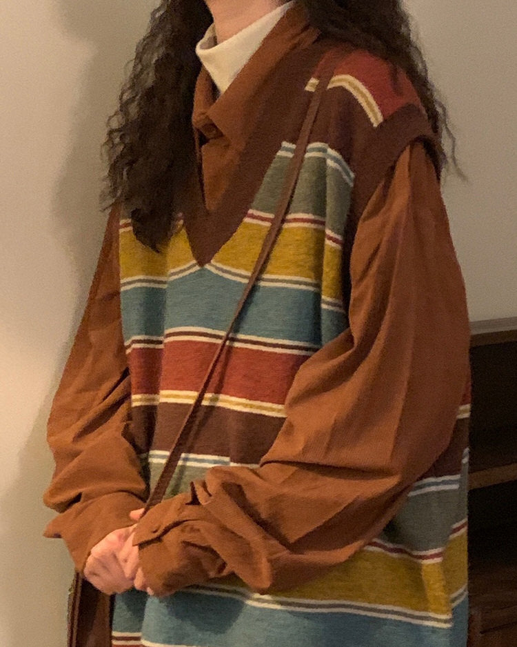 VILZSTUDIOS Striped knit vest from VILZSTUDIOS suitable for layering