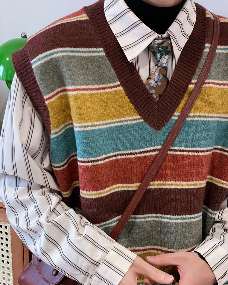 VILZSTUDIOS Striped knit vest from VILZSTUDIOS suitable for layering