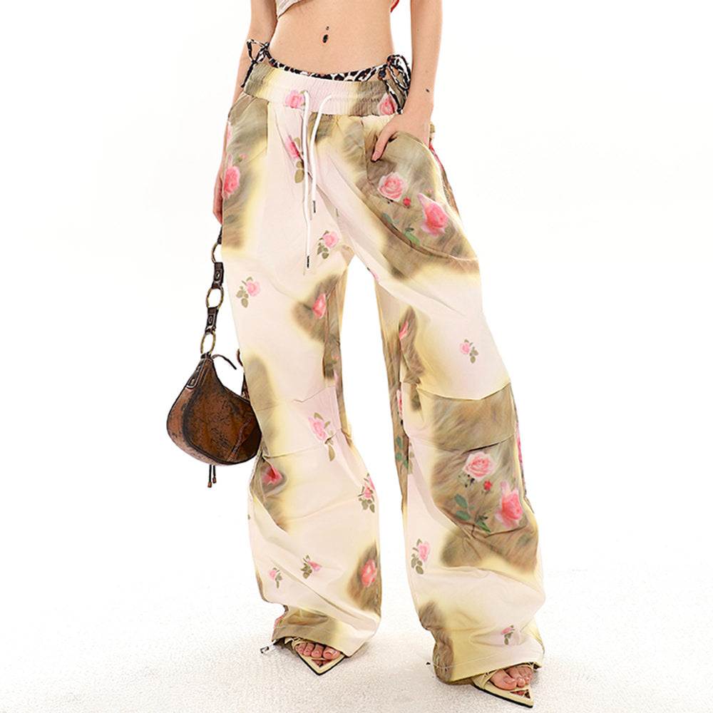 VILZSTUDIOS Aesthetic baggy floral cargo pants for streetwear fashion
