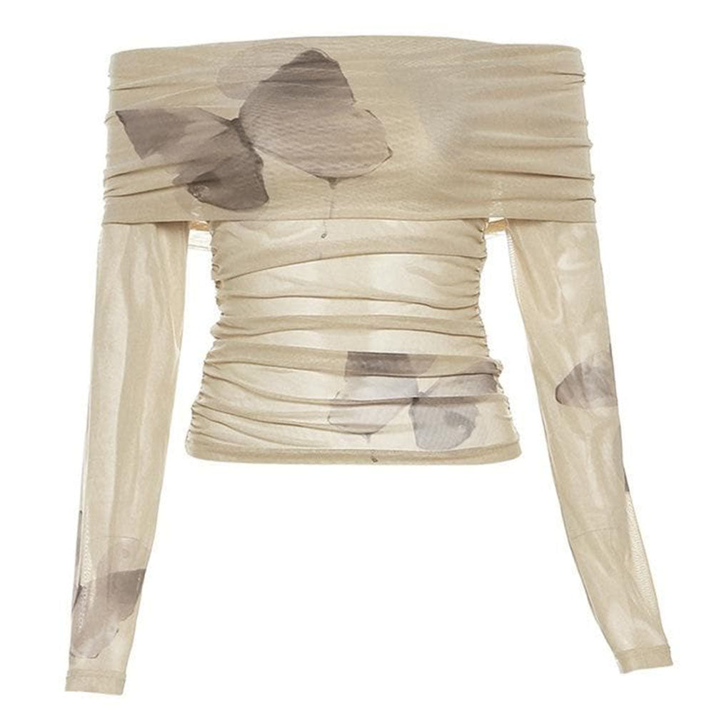VILZSTUDIOS Chic butterfly design bardot top for women's fashion