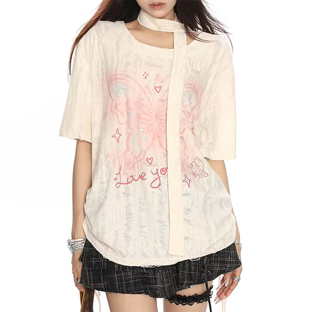 VILZSTUDIOS Aesthetic oversized shirt with butterfly design