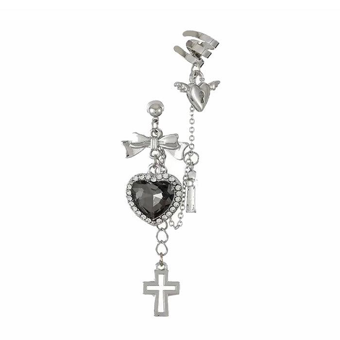 VILZSTUDIOS Grunge aesthetic heart cross ear cuff