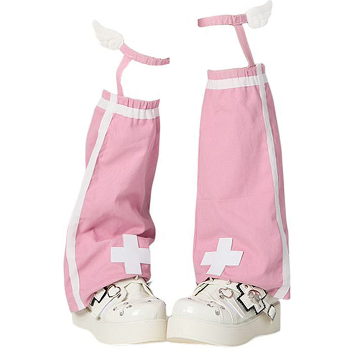 VILZSTUDIOS Aesthetic leg warmers with cross patch and wing charm