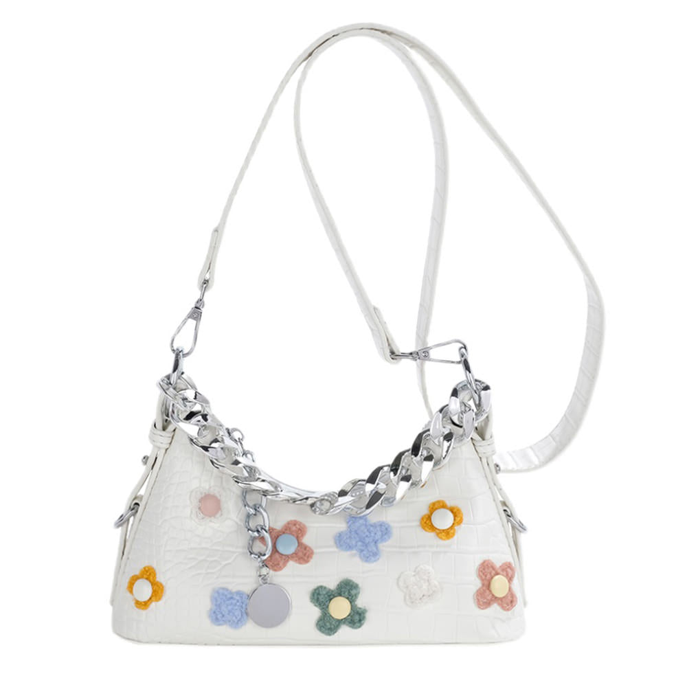VILZSTUDIOS Stylish shoulder bag with floral appliqués