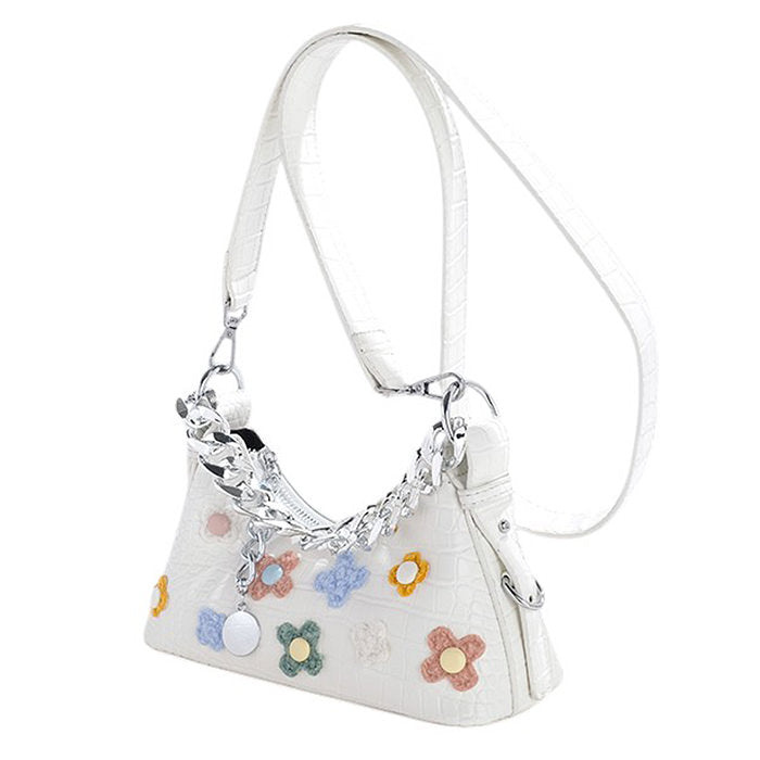 VILZSTUDIOS Stylish shoulder bag with floral appliqués