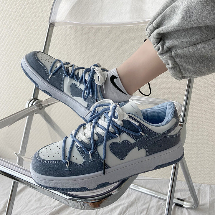 VILZSTUDIOS Aesthetic heart blue vegan leather sneakers