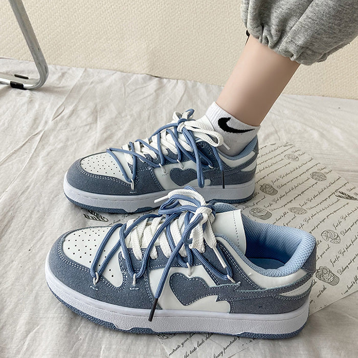 VILZSTUDIOS Aesthetic heart blue vegan leather sneakers