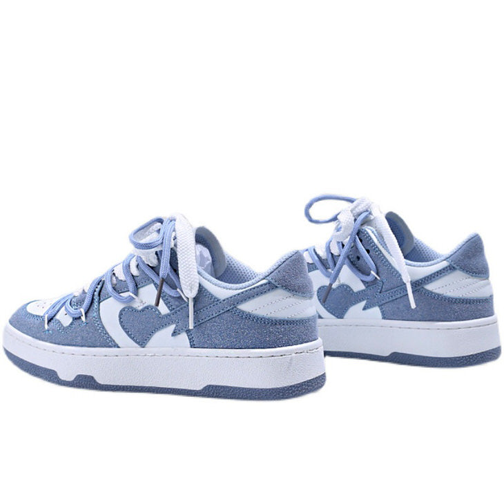 VILZSTUDIOS Aesthetic heart blue vegan leather sneakers