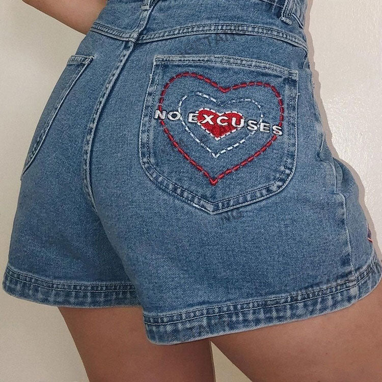 VILZSTUDIOS denim shorts with embroidery details
