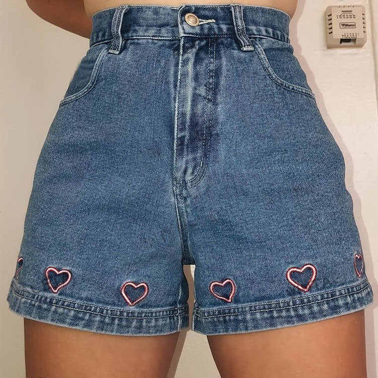 VILZSTUDIOS denim shorts with embroidery details