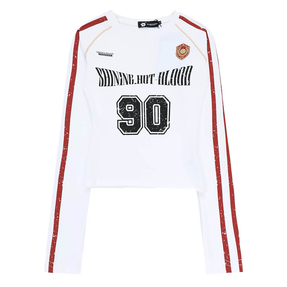 VILZSTUDIOS Stylish long sleeve top with number graphic and stripe details