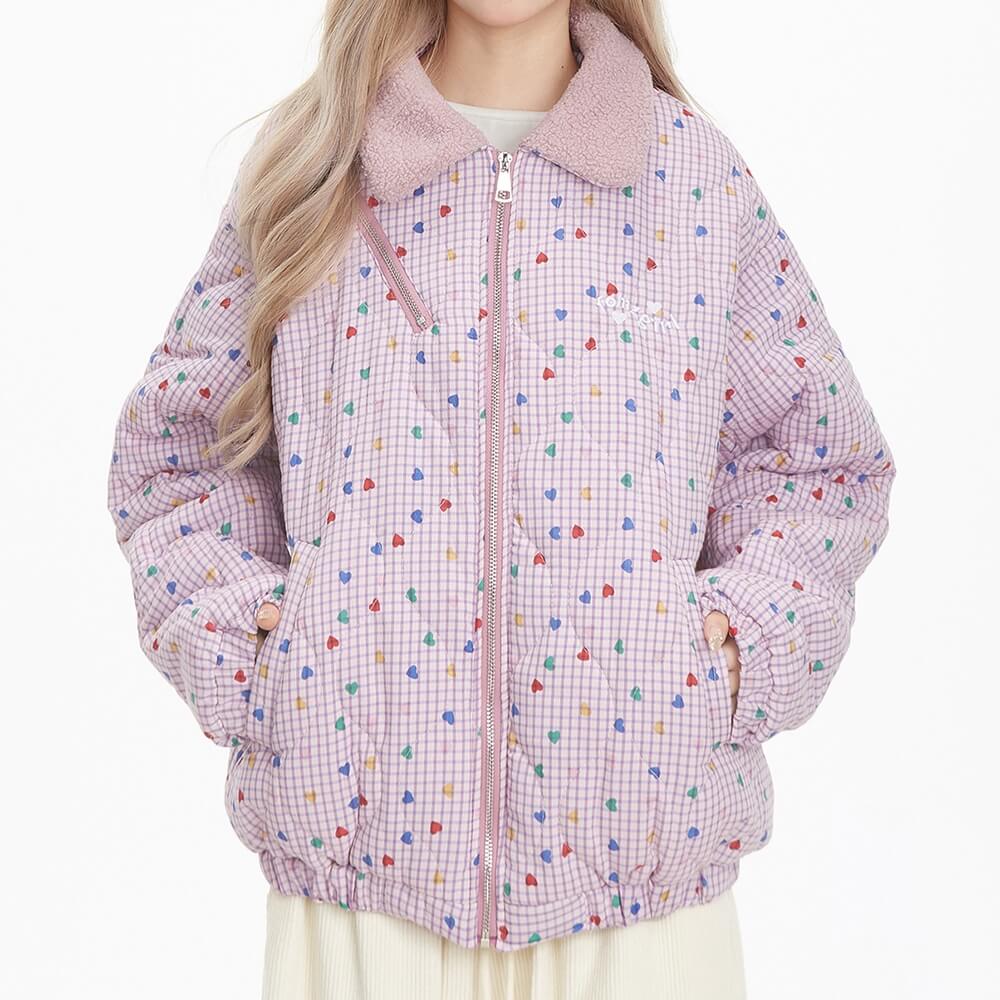VILZSTUDIOS Aesthetic pink heart pattern jacket