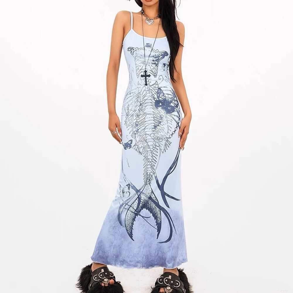 VILZSTUDIOS Aesthetic maxi dress with skeleton print