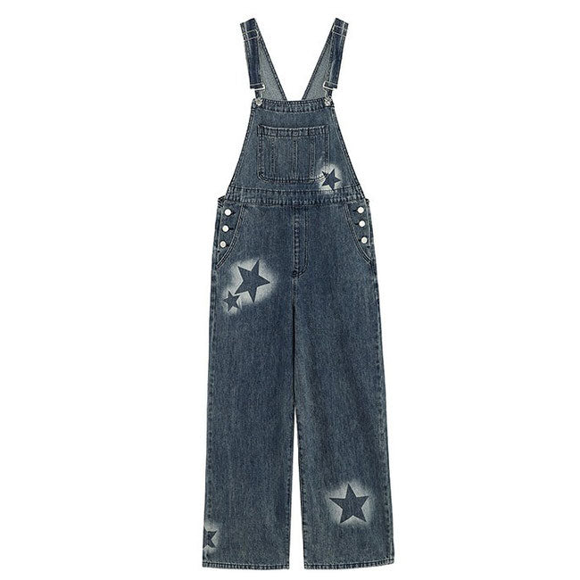 VILZSTUDIOS Denim overalls with star-graffiti print