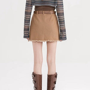 VILZSTUDIOS Aesthetic mini skirt with star patches and frayed hem