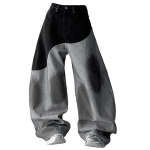 VILZSTUDIOS Aesthetic two-tone wide leg jeans for streetwear fashion