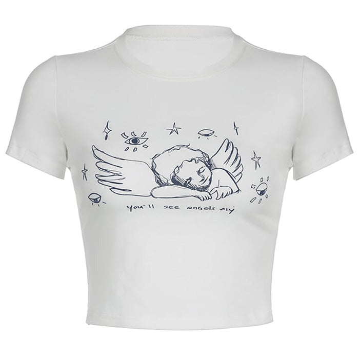 VILZSTUDIOS Angel graphic crop top for streetwear fashion