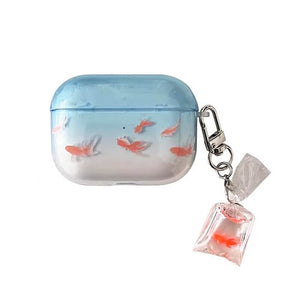 VILZSTUDIOS Aqua gradient AirPods case with goldfish design