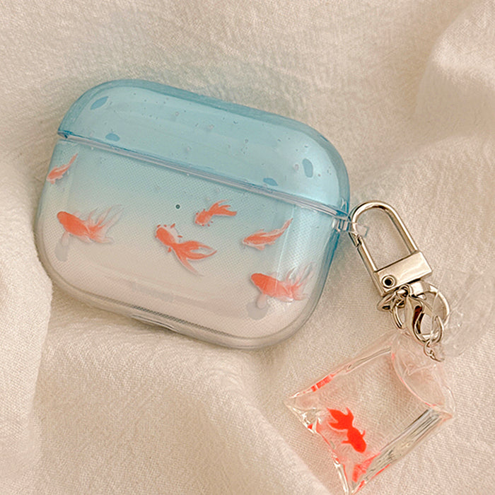 VILZSTUDIOS Aqua gradient AirPods case with goldfish design