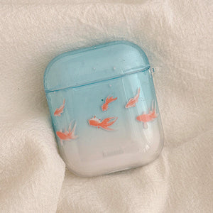 VILZSTUDIOS Aqua gradient AirPods case with goldfish design