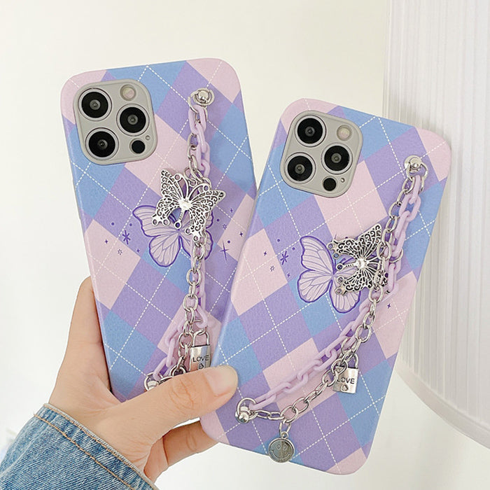 VILZSTUDIOS iPhone case with argyle butterfly design