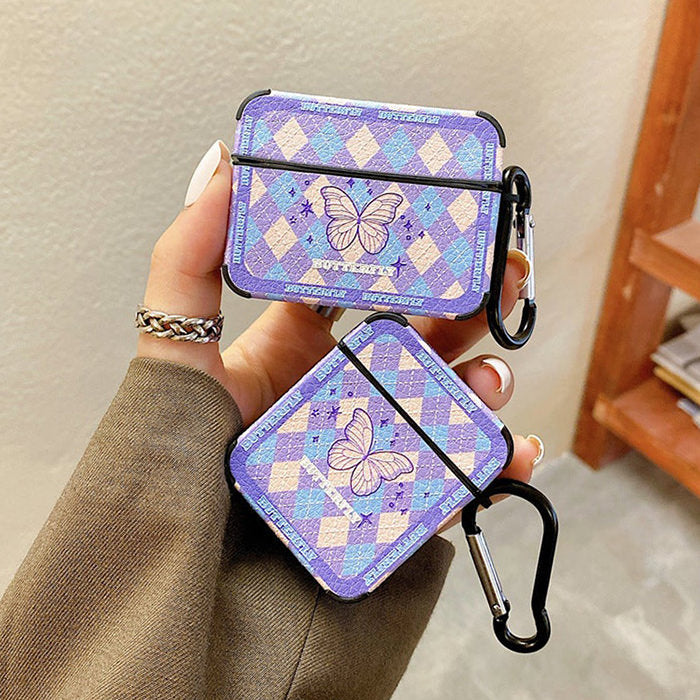 VILZSTUDIOS Stylish Argyle Butterfly Airpods Case for protection