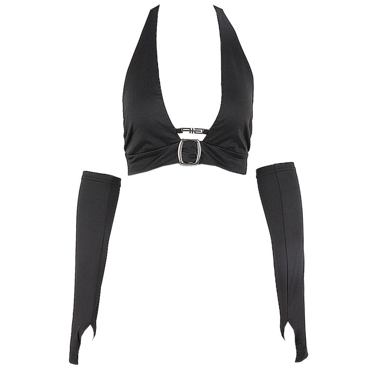 VILZSTUDIOS Fashionable set featuring a top and arm gloves