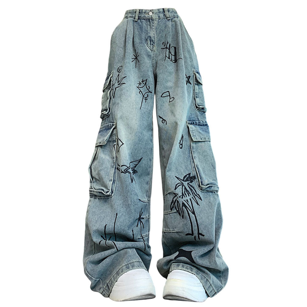 VILZSTUDIOS Artistic cargo denim jeans with unique designs