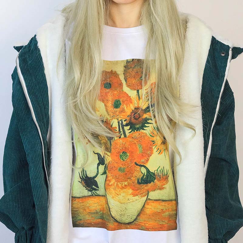 VILZSTUDIOS Van Gogh inspired sunflower graphic t-shirt