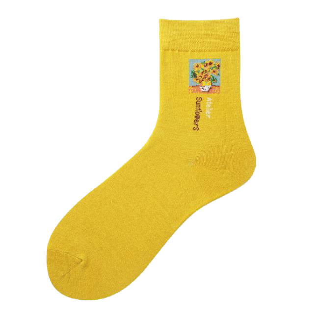VILZSTUDIOS Artistic floral socks featuring Van Gogh's sunflowers design