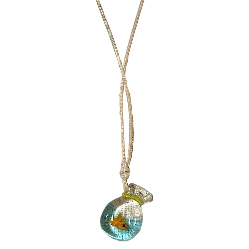VILZSTUDIOS Artistic glass goldfish pendant necklace