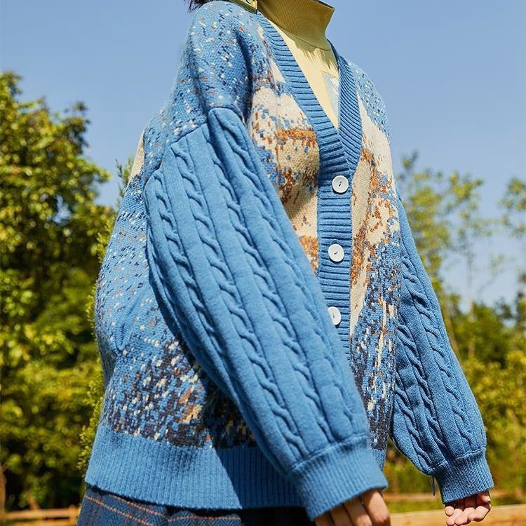 VILZSTUDIOS Knit cardigan featuring artistic design and button closures