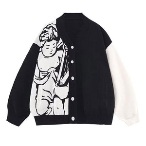 VILZSTUDIOS Asymmetrical cardigan with cherub design