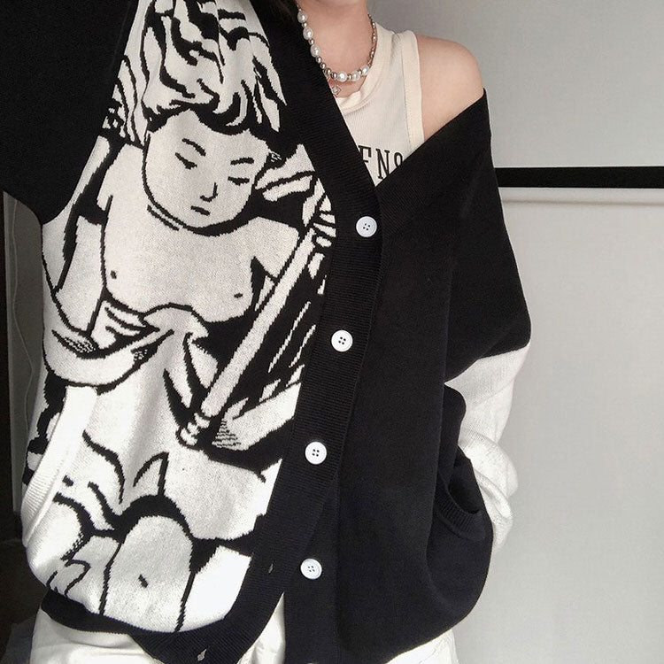 VILZSTUDIOS Asymmetrical cardigan with cherub design