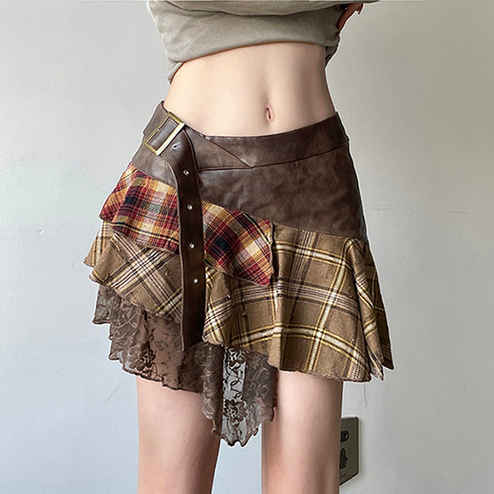 VILZSTUDIOS Asymmetrical patchwork mini skirt from VILZSTUDIOS